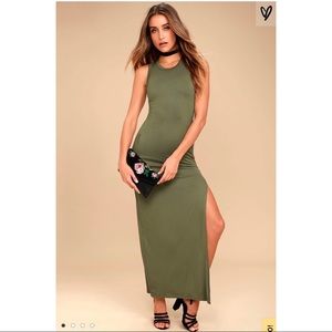 Lulu’s Shield and Sword Olive green dress
